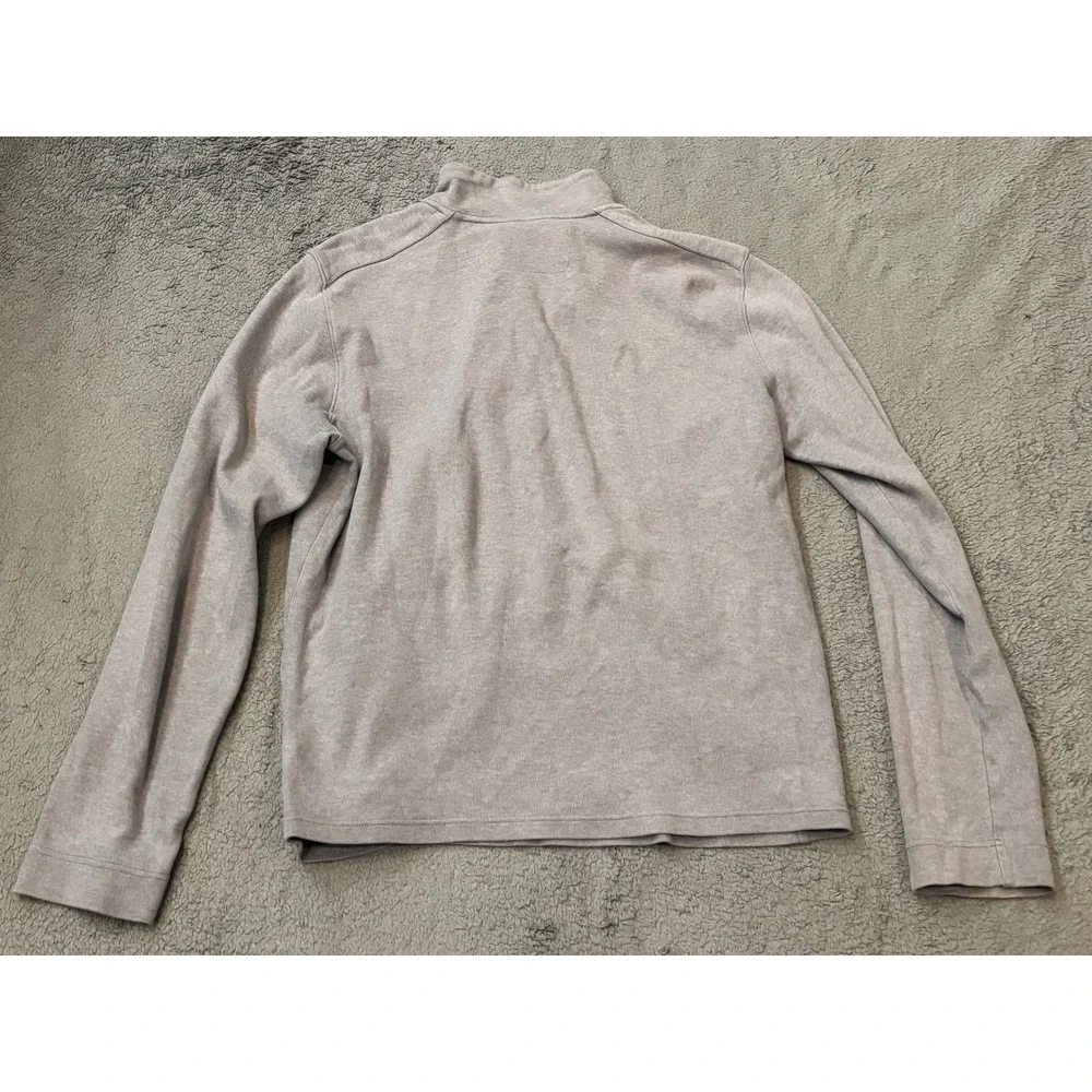 Banana Republic Mens Tall Large Gray Striped Quarter Zip Cotton Pullover Sweater